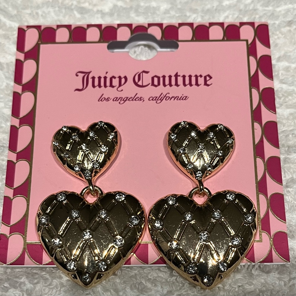 Juicy Couture Gold Quilted Heart Earrings